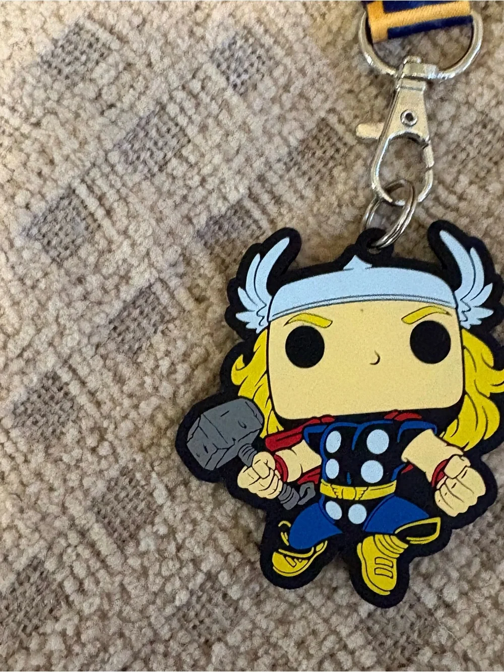 Marvel Funko Kids Thor Lanyard in Blue and Yellow with Rubber Charm
